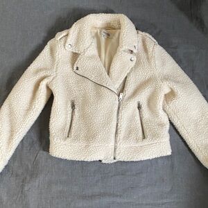 Charlotte Russe Cream Teddy Jacket 2010s warm satin lined boho whimsy